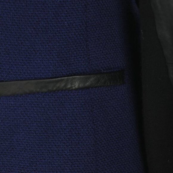 Vince Women's Size 6 Black Blue Leather & Wool Boucle Draped Collar Jacket - Picture 7 of 10